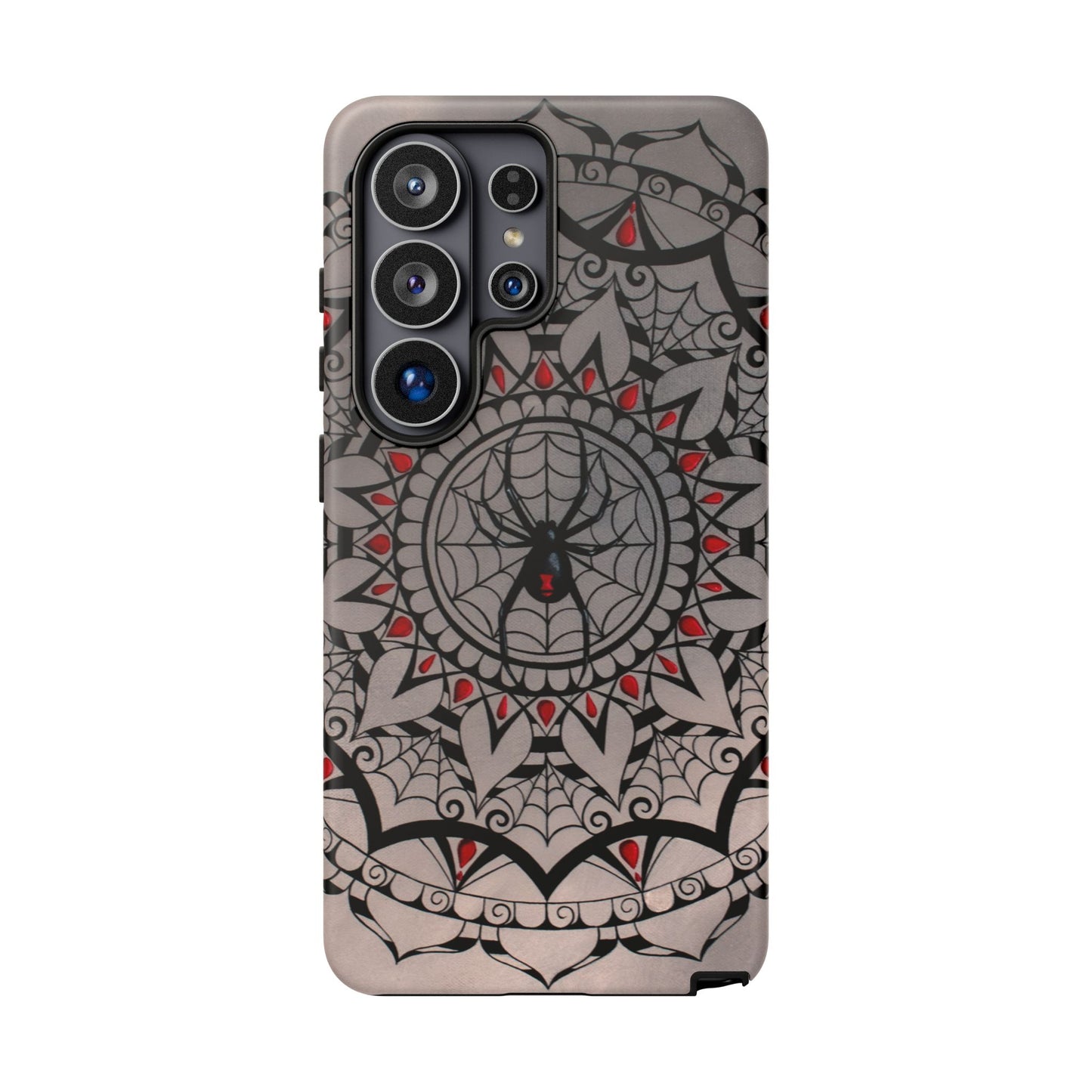 Mandala Spider Tough Phone Case - Gothic Red & Black Protective Cover