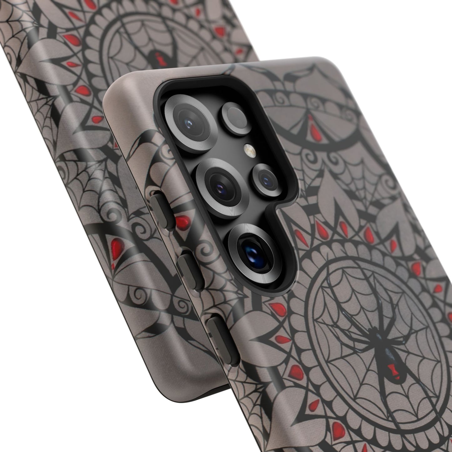 Mandala Spider Tough Phone Case - Gothic Red & Black Protective Cover