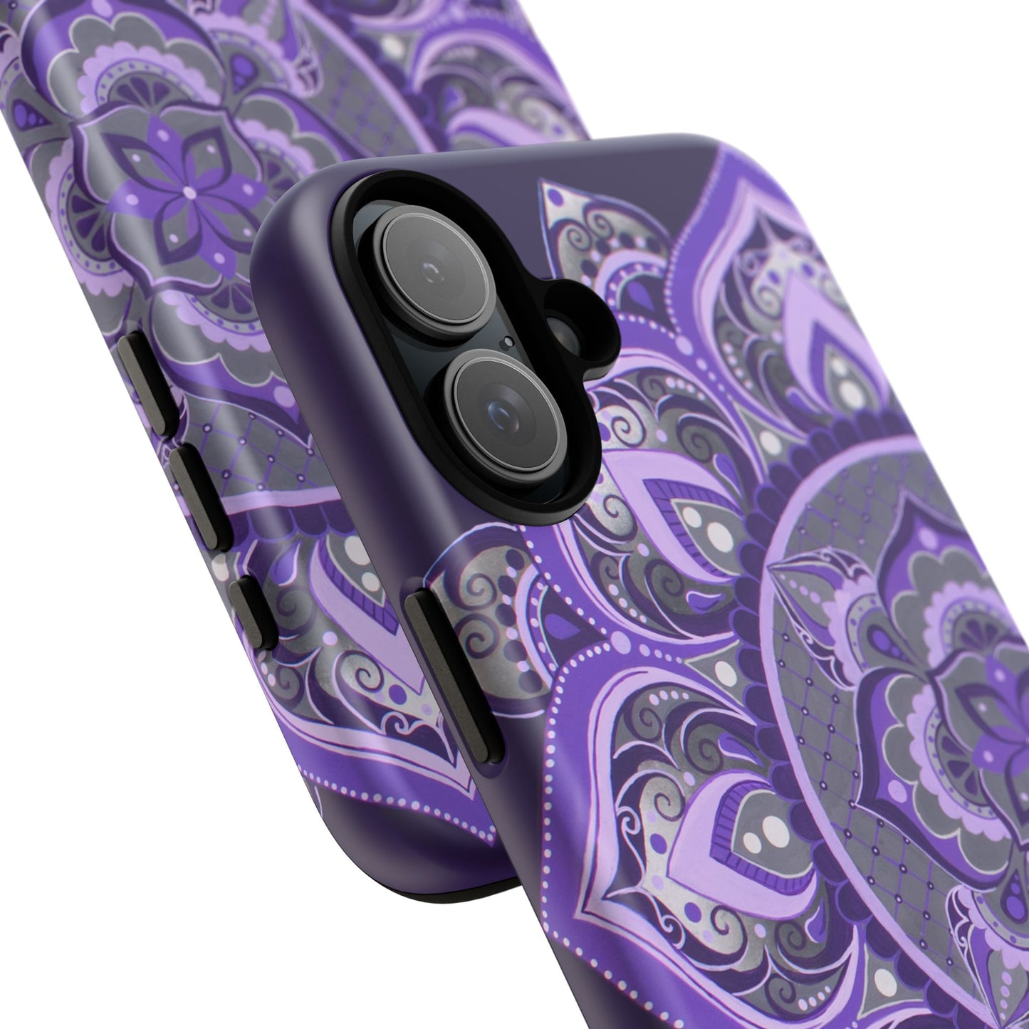 Purple Mandala Tough Phone Case — Protective Floral Boho Phone Cover