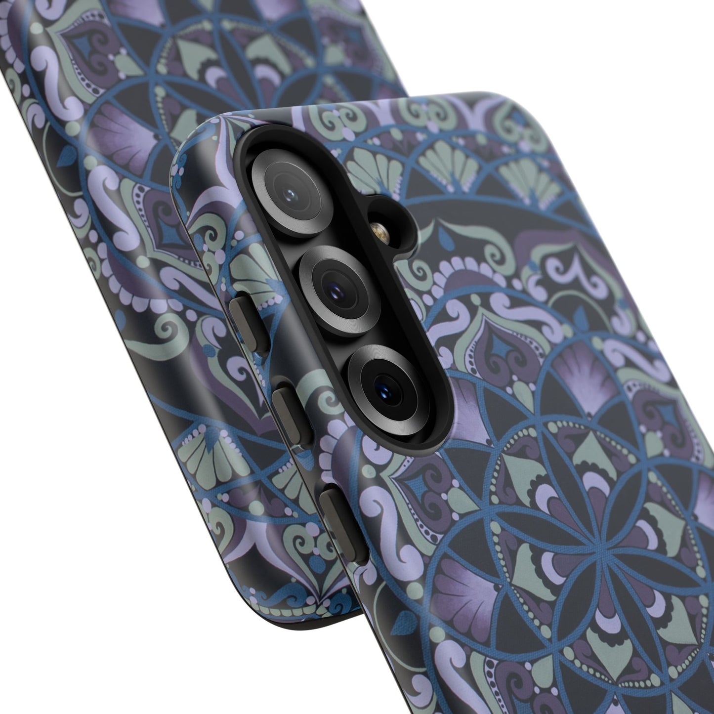 "Wisteria Bloom" Mandala Floral Tough Phone Case — Purple Blue Boho Protective Cover