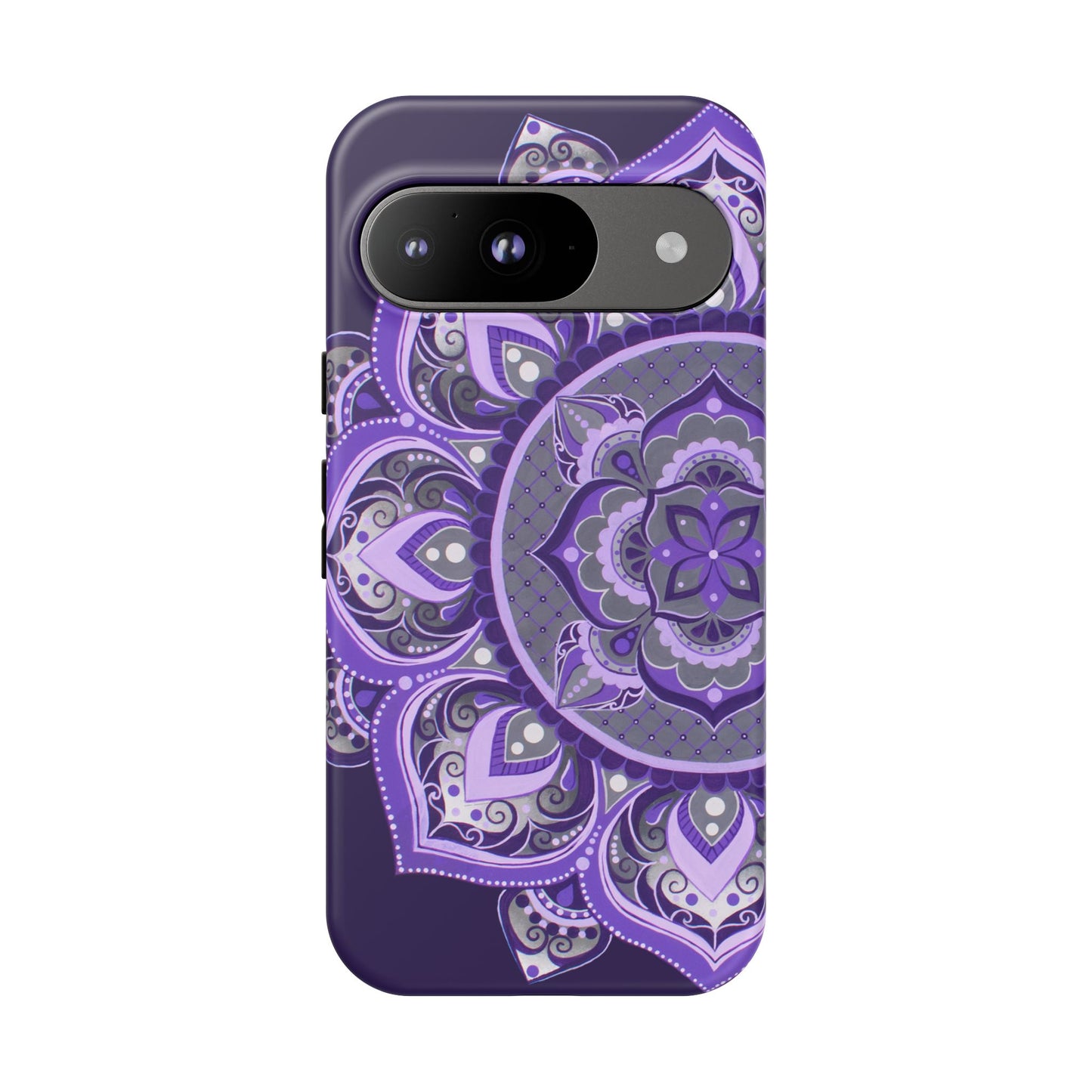 Purple Mandala Tough Phone Case — Protective Floral Boho Phone Cover