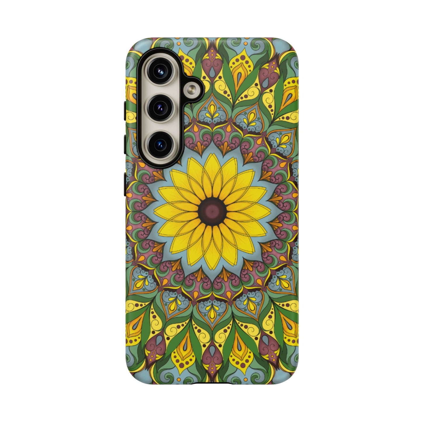 "Black Eyed Susan" Mandala Phone Case — Floral Boho Tough Case
