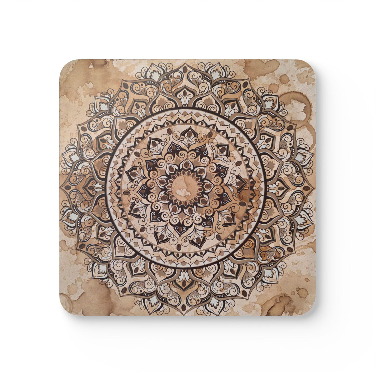 Mandala Cork Coaster Set — Espresso Beans Boho Coaster Set (4-Pack)