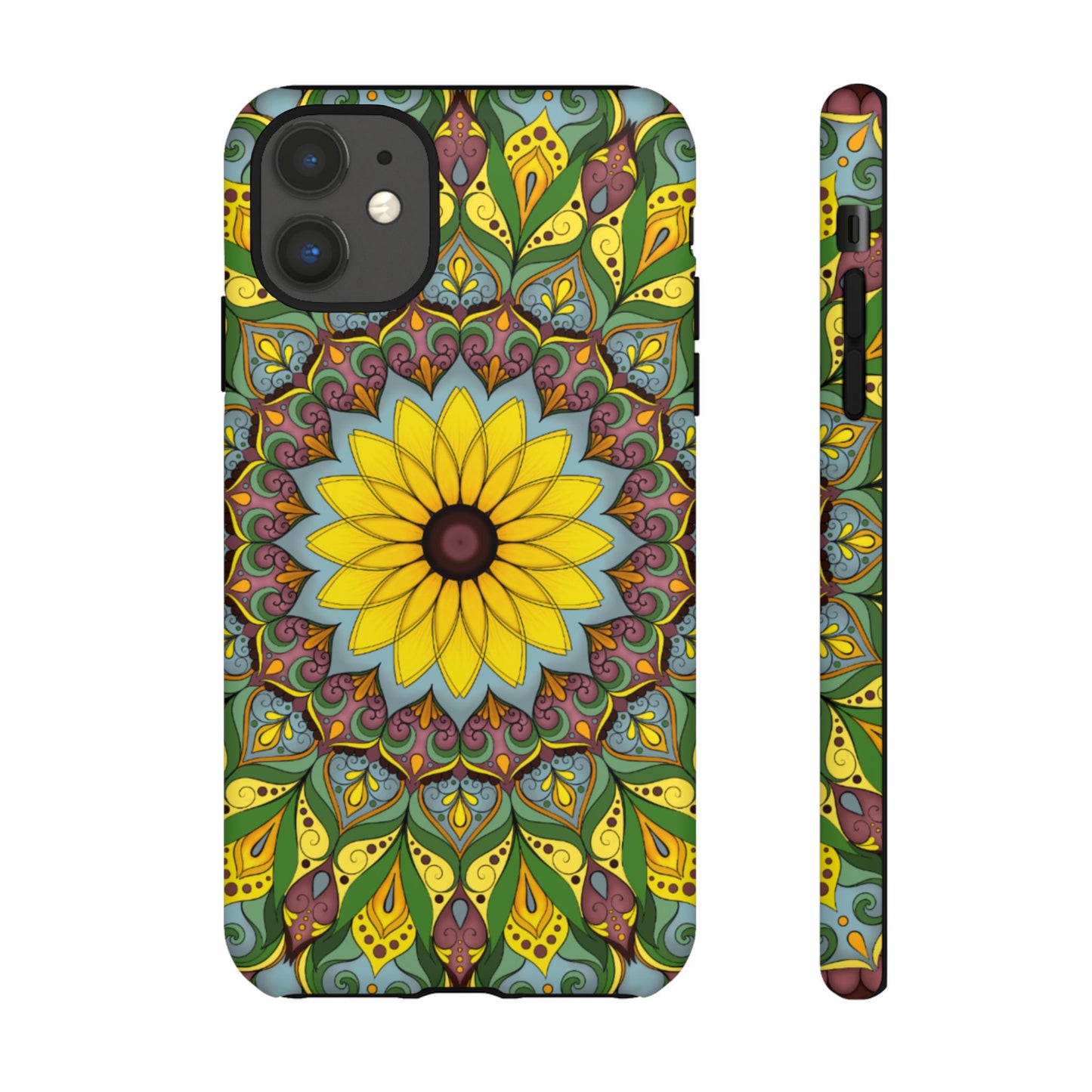 "Black Eyed Susan" Mandala Phone Case — Floral Boho Tough Case