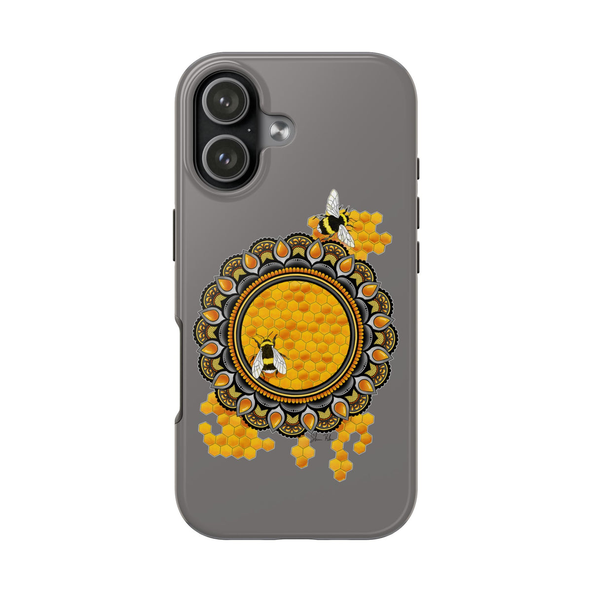 Bee Honeycomb Mandala Tough Phone Case — Artisan Honey Bees Protective Cover