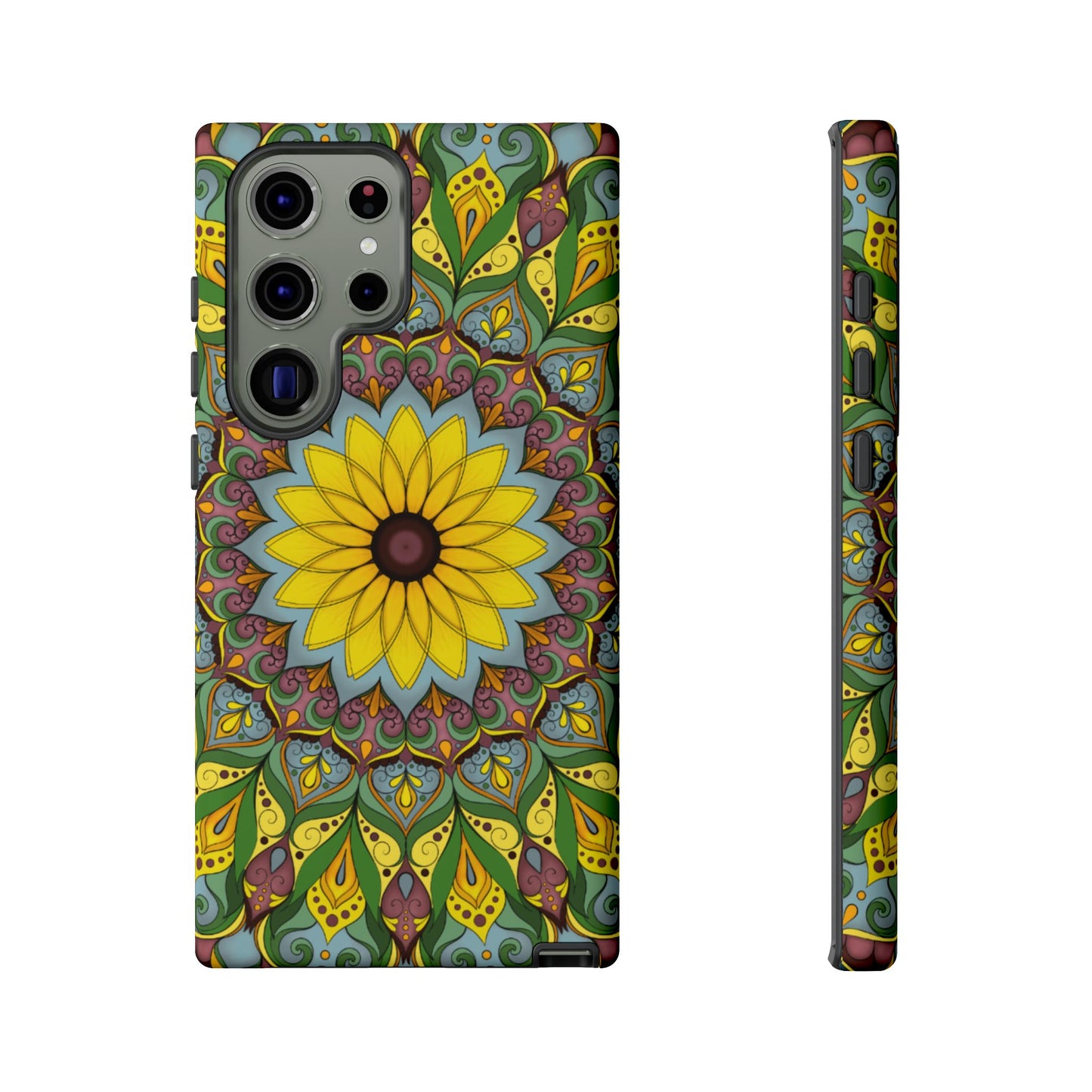 "Black Eyed Susan" Mandala Phone Case — Floral Boho Tough Case
