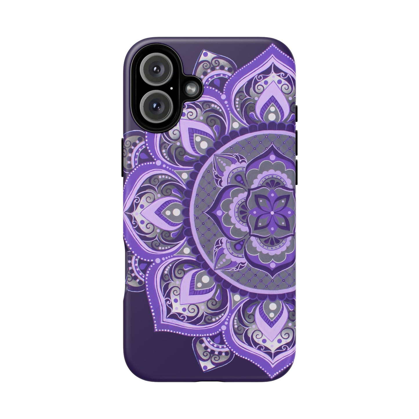 Purple Mandala Tough Phone Case — Protective Floral Boho Phone Cover