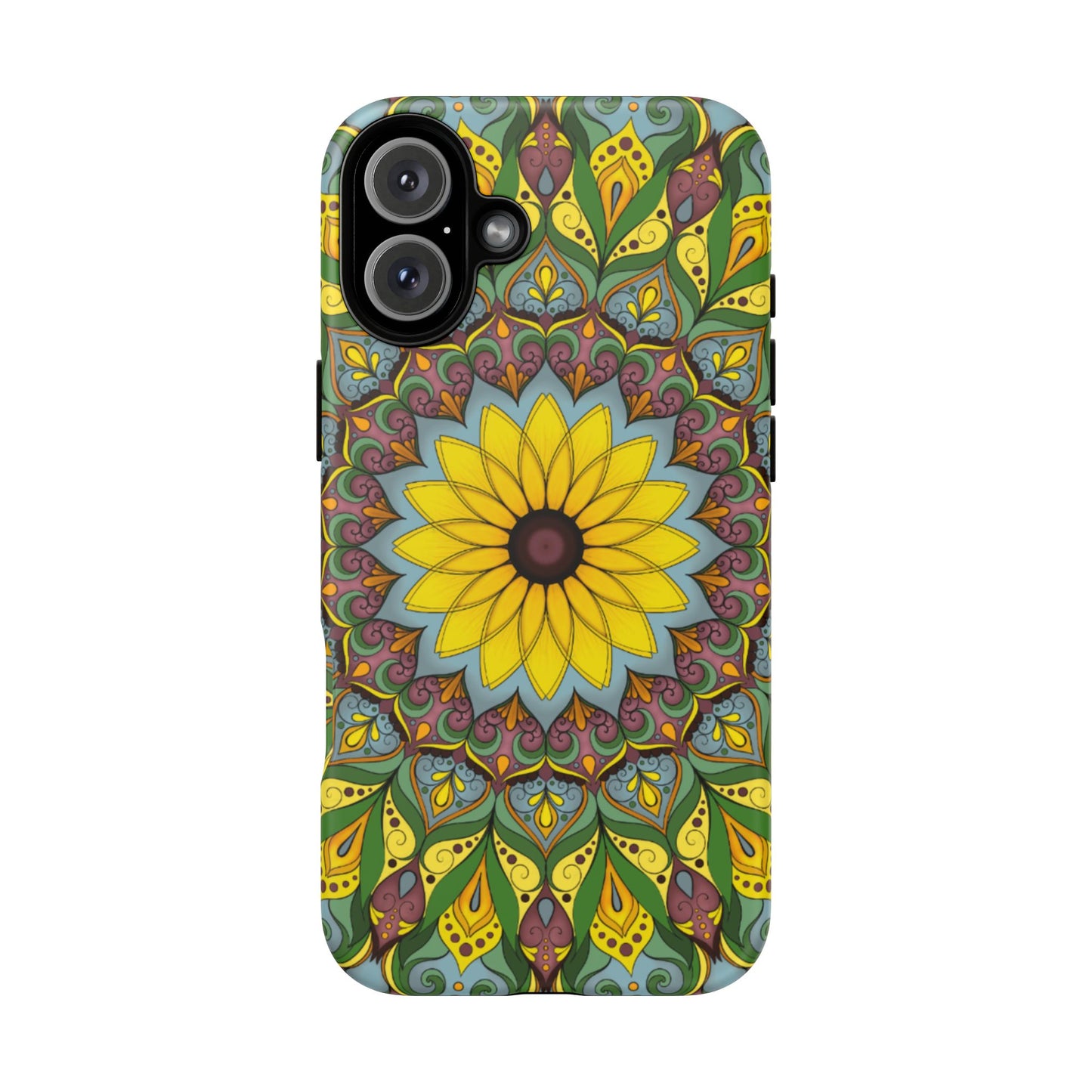 "Black Eyed Susan" Mandala Phone Case — Floral Boho Tough Case