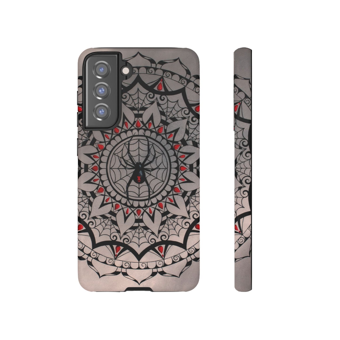 Mandala Spider Tough Phone Case - Gothic Red & Black Protective Cover