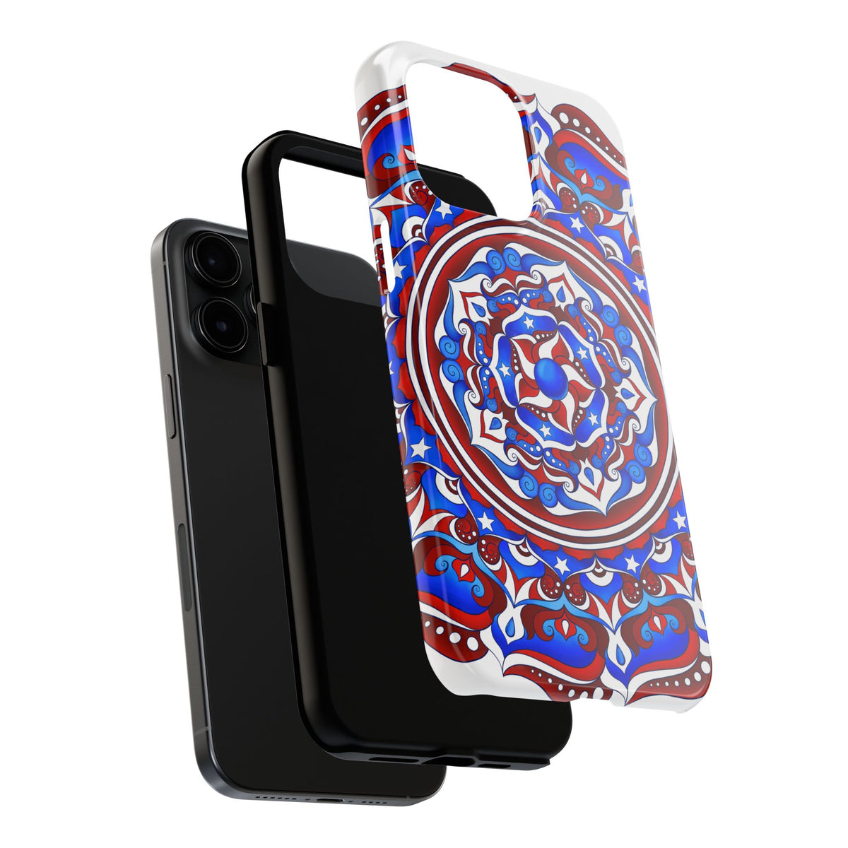 Patriotic Mandala Tough Phone Case — Red White & Blue Boho Cover | 250th Anniversary Gift