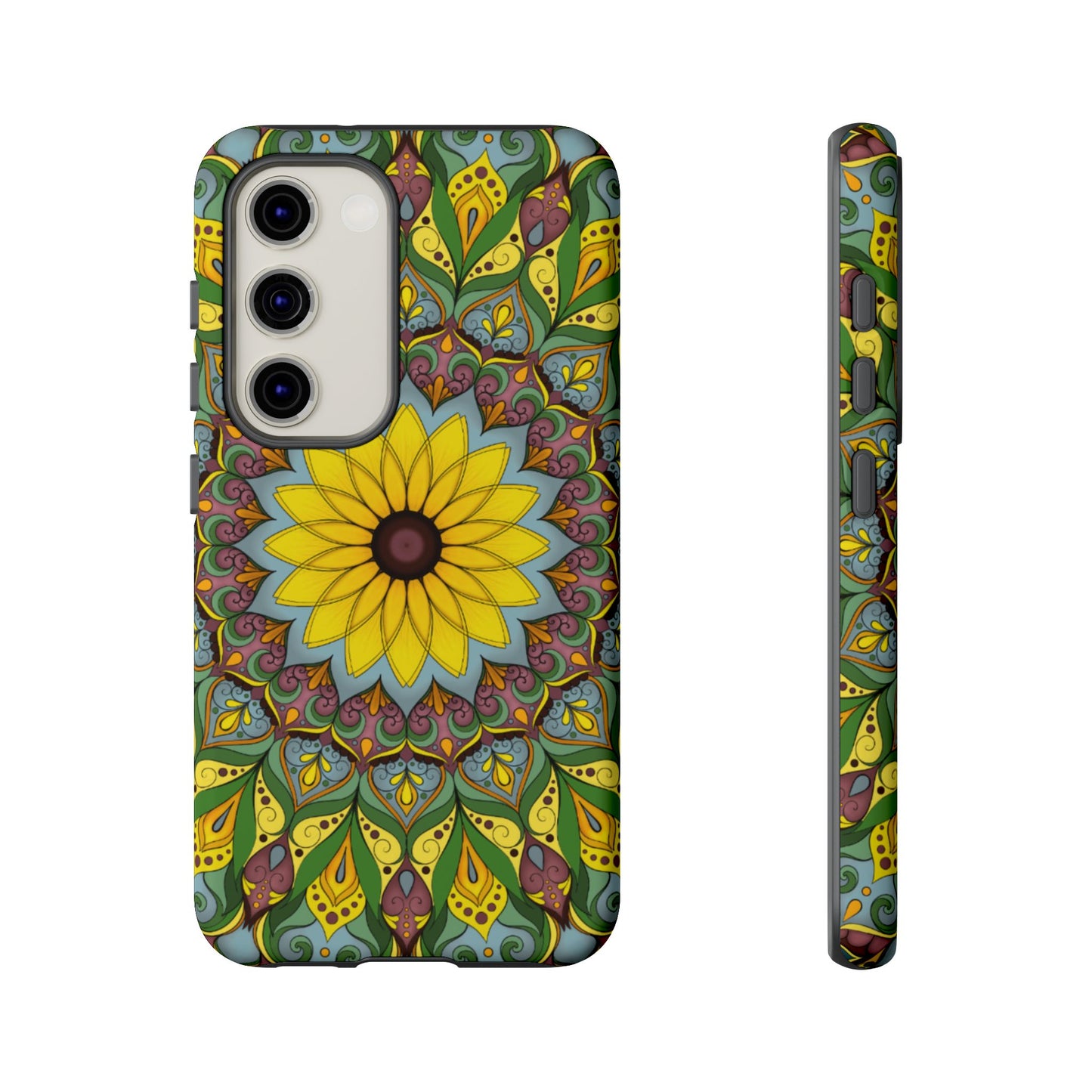 "Black Eyed Susan" Mandala Phone Case — Floral Boho Tough Case