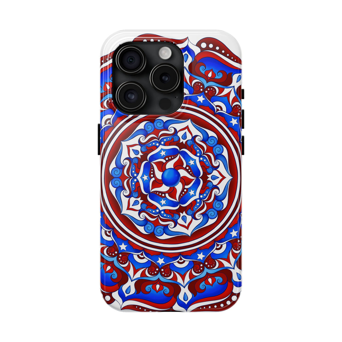 Patriotic Mandala Tough Phone Case — Red White & Blue Boho Cover | 250th Anniversary Gift