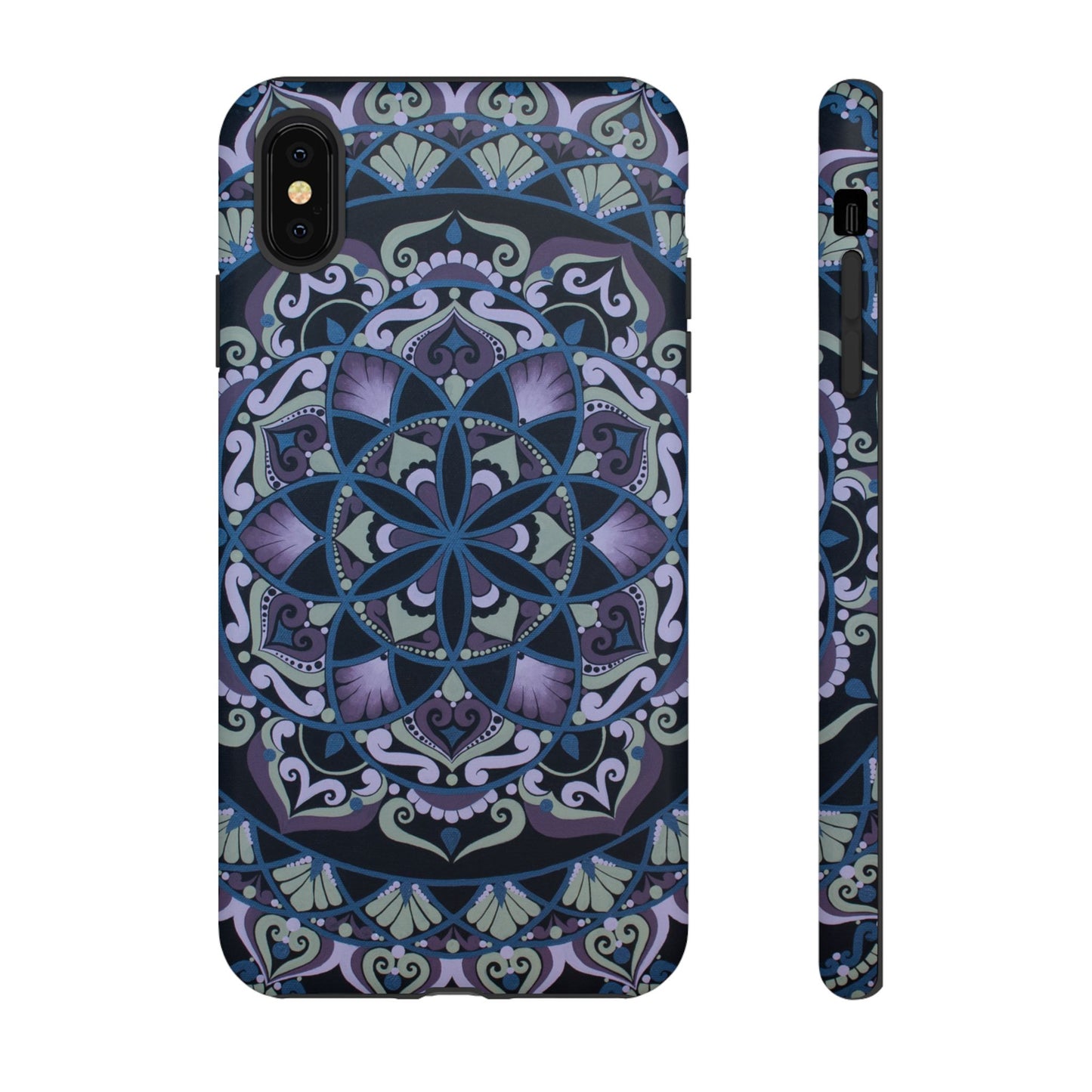 "Wisteria Bloom" Mandala Floral Tough Phone Case — Purple Blue Boho Protective Cover