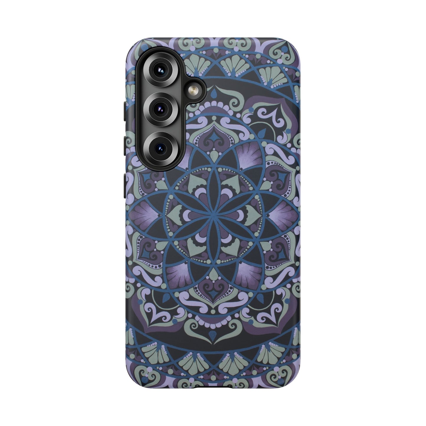 "Wisteria Bloom" Mandala Floral Tough Phone Case — Purple Blue Boho Protective Cover