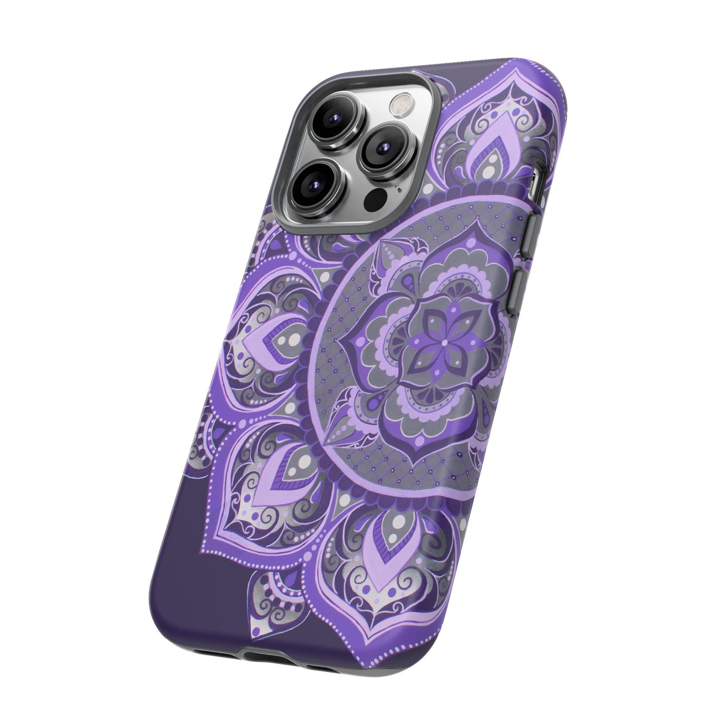 Purple Mandala Tough Phone Case — Protective Floral Boho Phone Cover