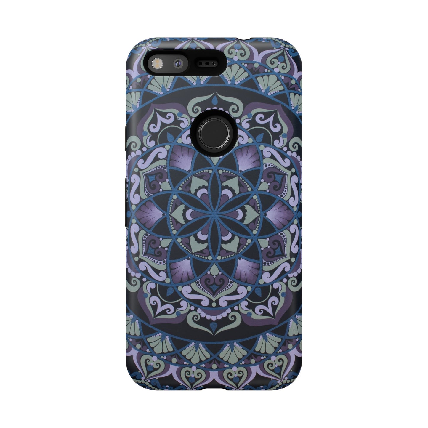 "Wisteria Bloom" Mandala Floral Tough Phone Case — Purple Blue Boho Protective Cover
