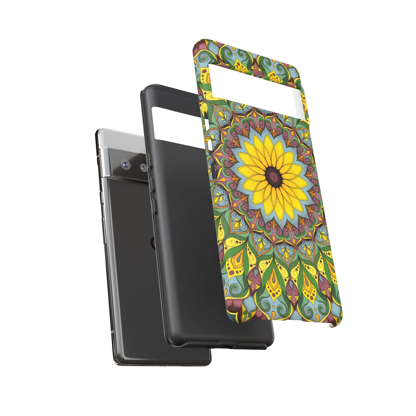"Black Eyed Susan" Mandala Phone Case — Floral Boho Tough Case