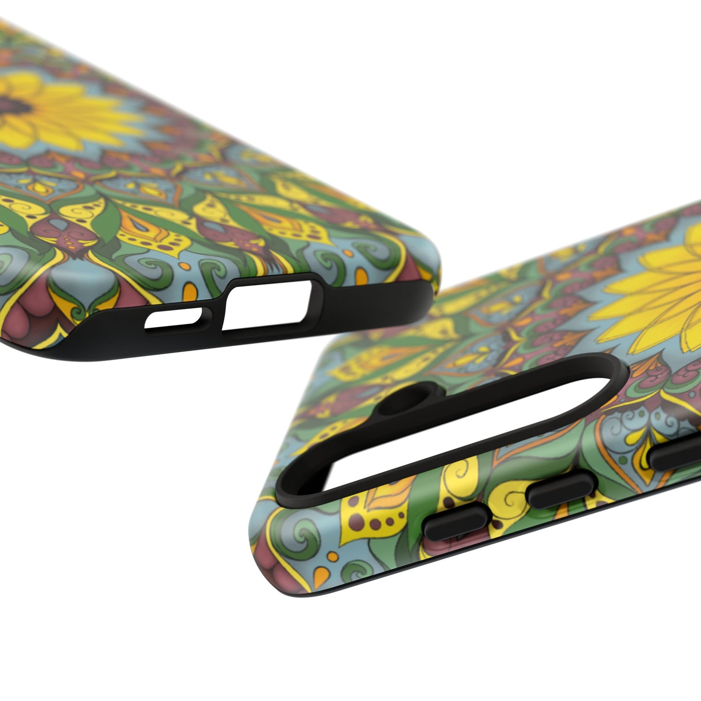 "Black Eyed Susan" Mandala Phone Case — Floral Boho Tough Case