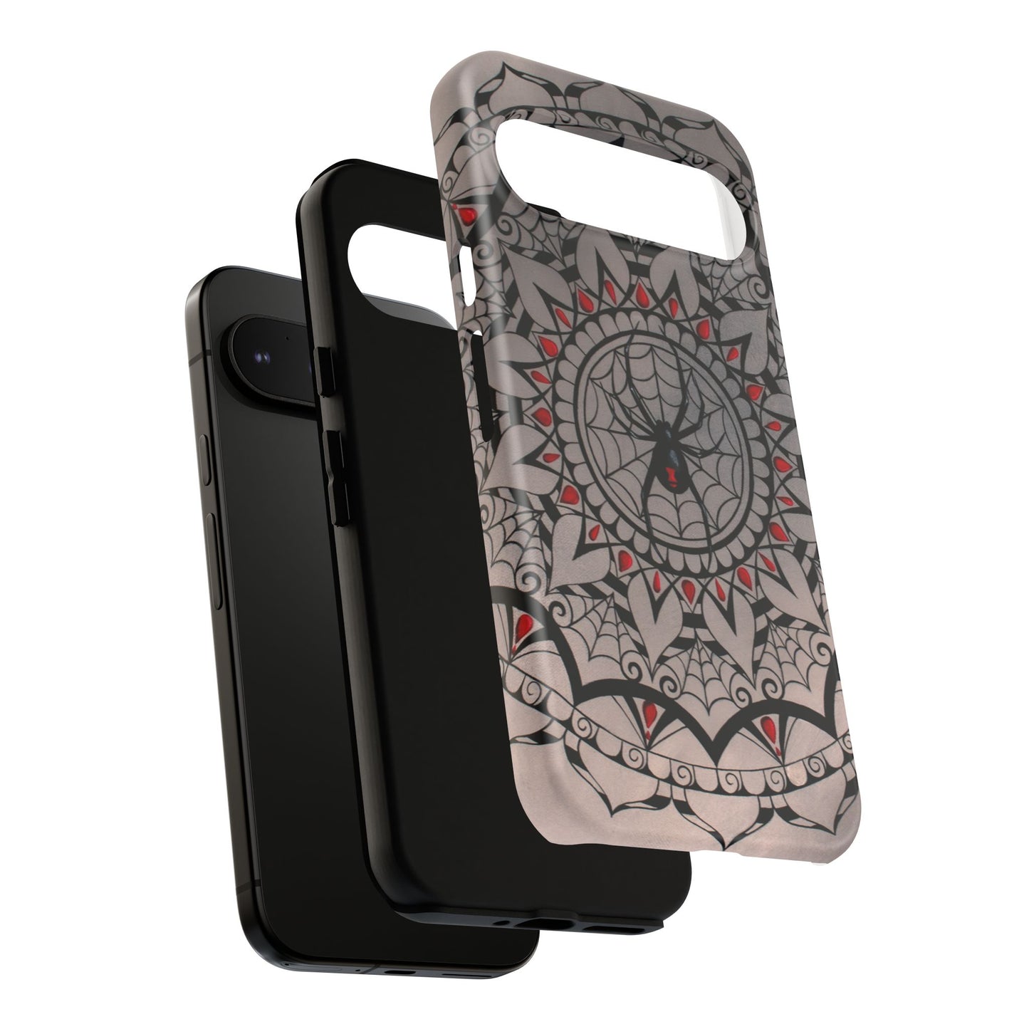 Mandala Spider Tough Phone Case - Gothic Red & Black Protective Cover