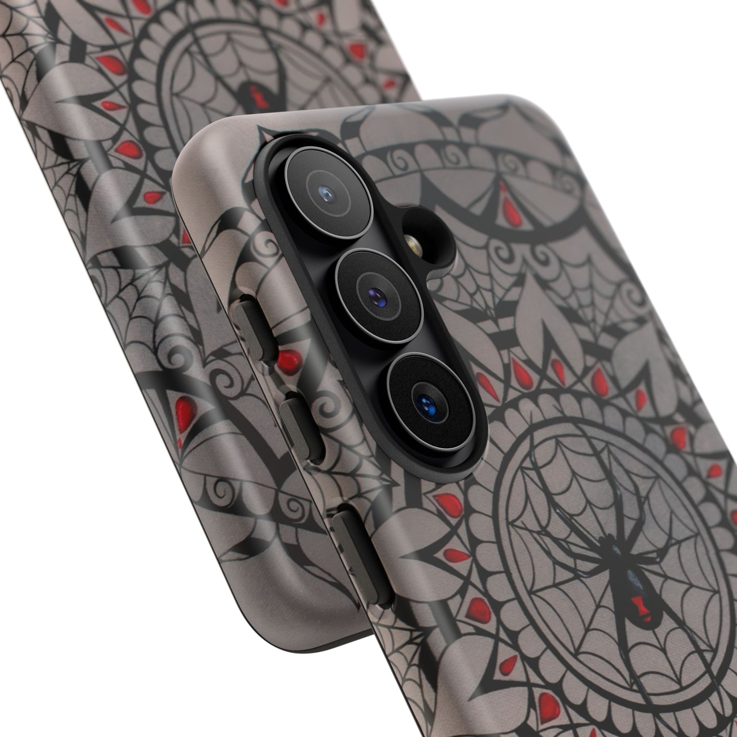 Mandala Spider Tough Phone Case - Gothic Red & Black Protective Cover