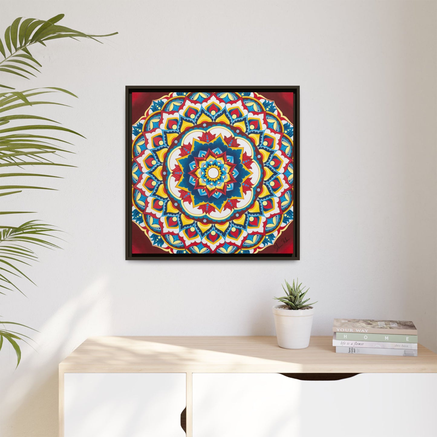 Azul Morning Mandala Matte Canvas Framed Wall Art