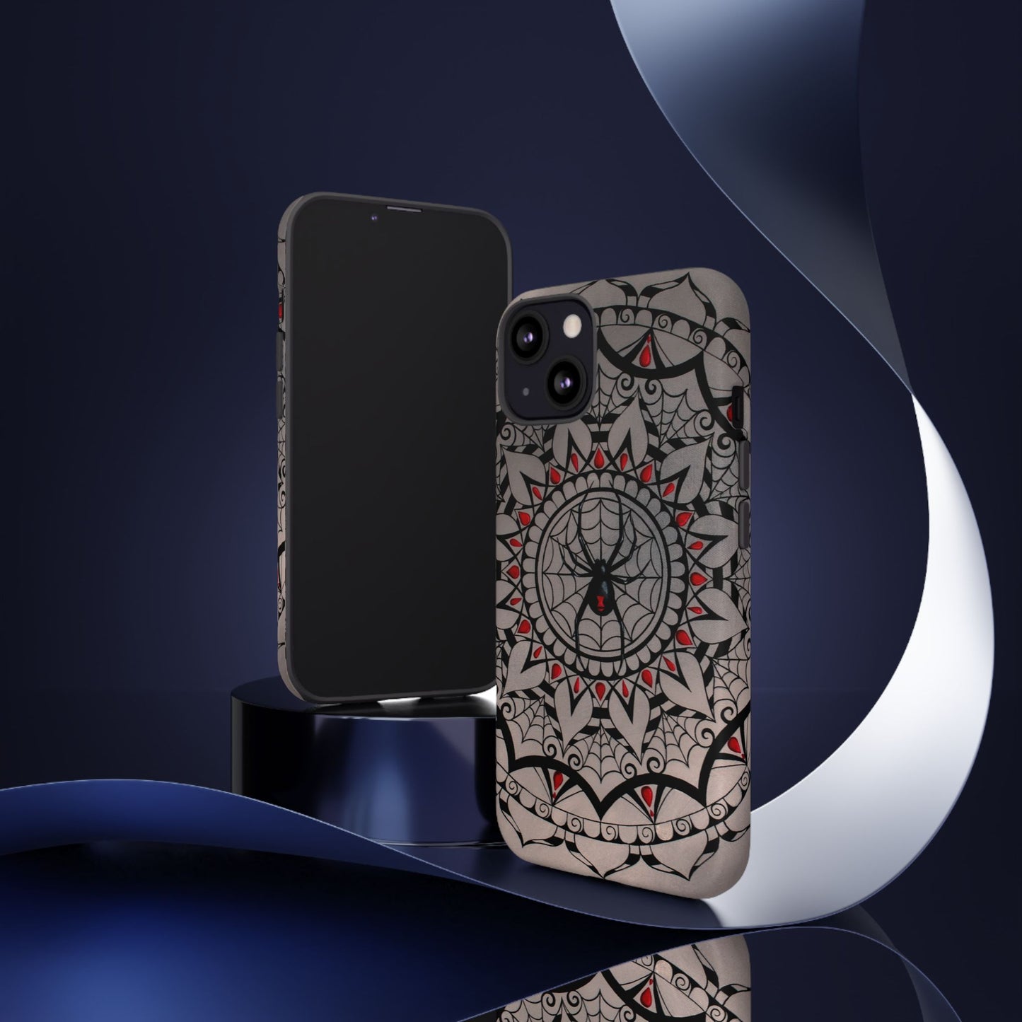 Mandala Spider Tough Phone Case - Gothic Red & Black Protective Cover