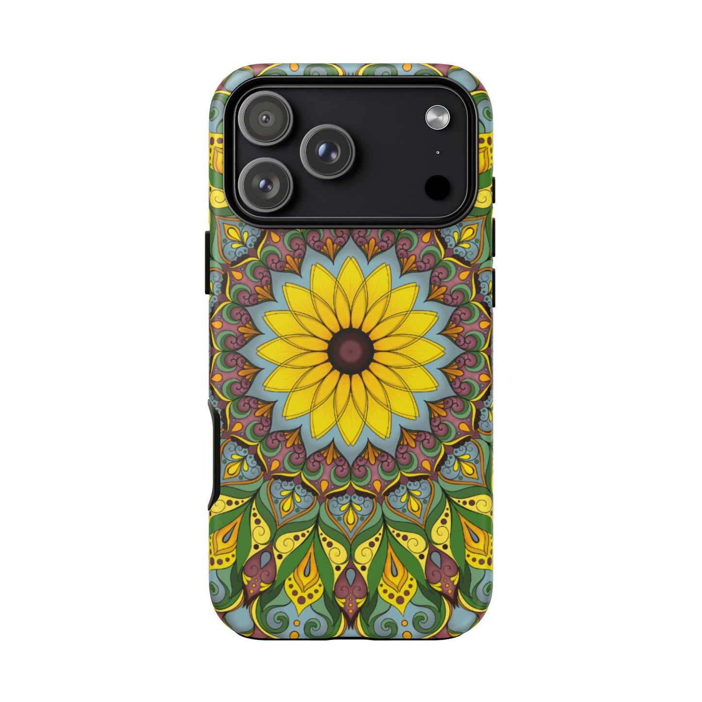 "Black Eyed Susan" Mandala Phone Case — Floral Boho Tough Case