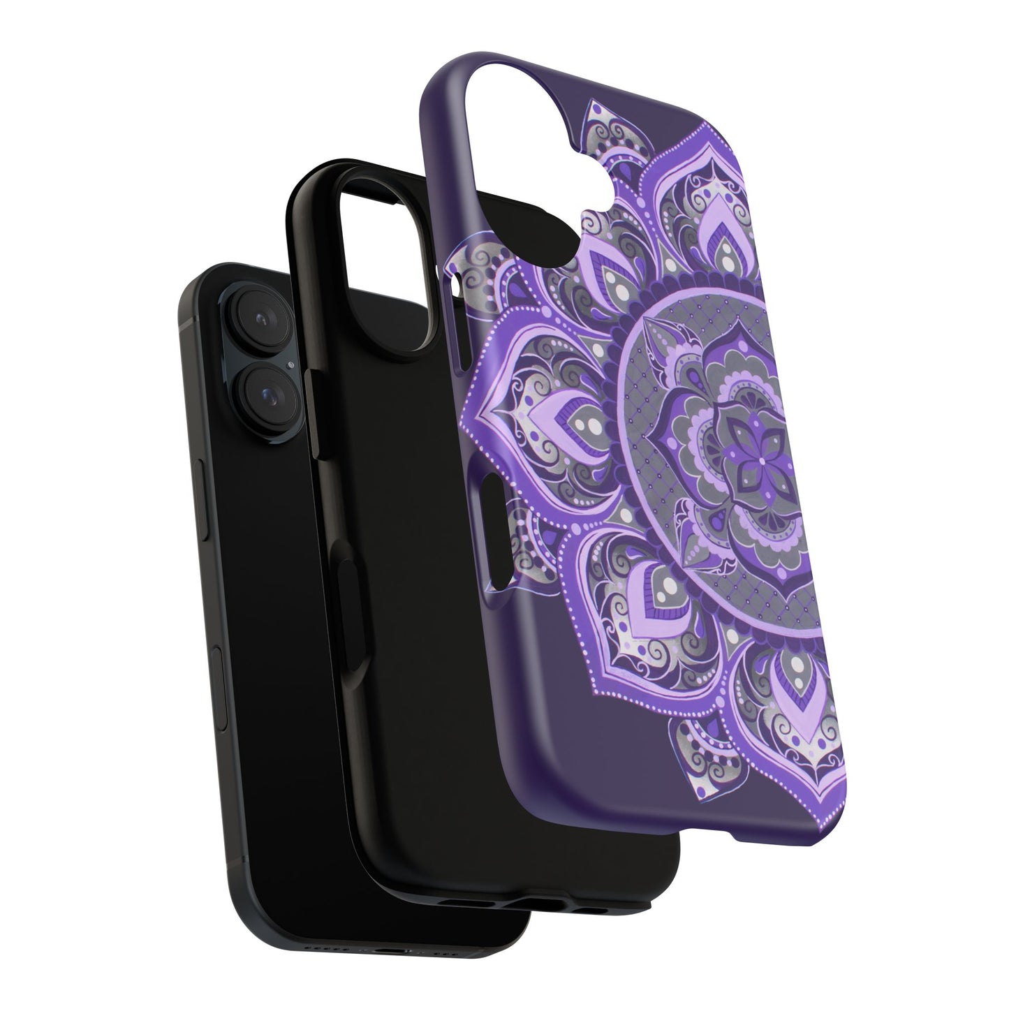 Purple Mandala Tough Phone Case — Protective Floral Boho Phone Cover
