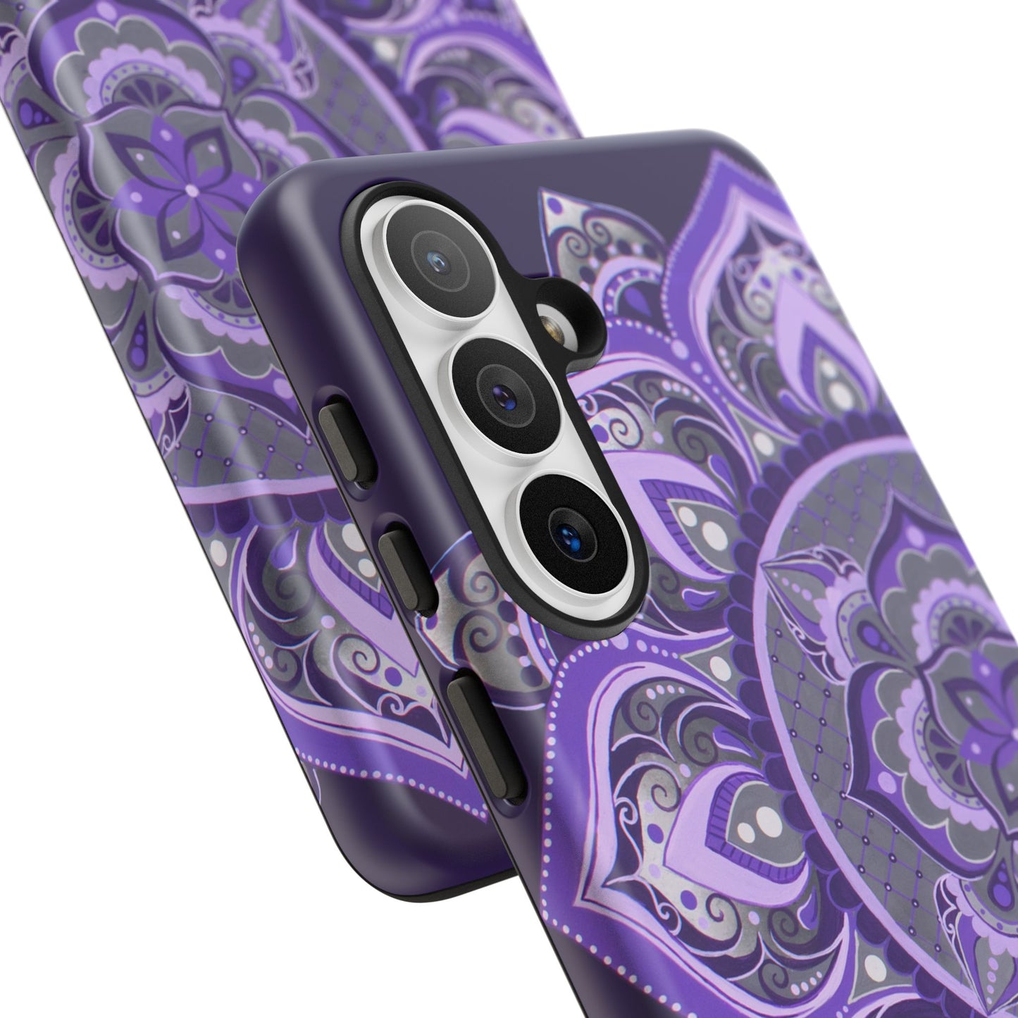 Purple Mandala Tough Phone Case — Protective Floral Boho Phone Cover
