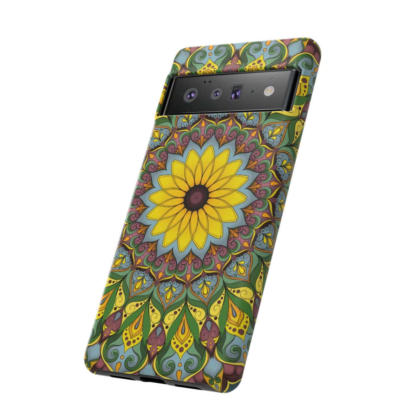 "Black Eyed Susan" Mandala Phone Case — Floral Boho Tough Case