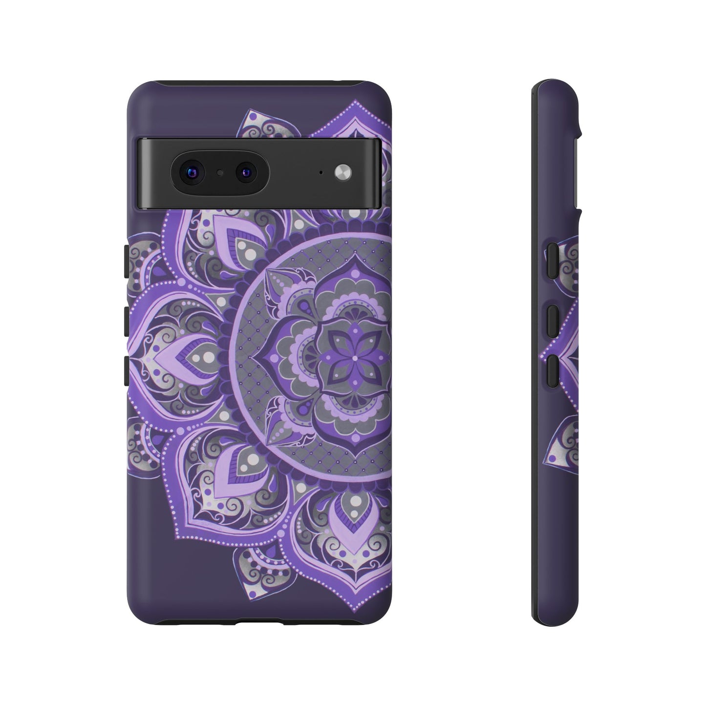 Purple Mandala Tough Phone Case — Protective Floral Boho Phone Cover