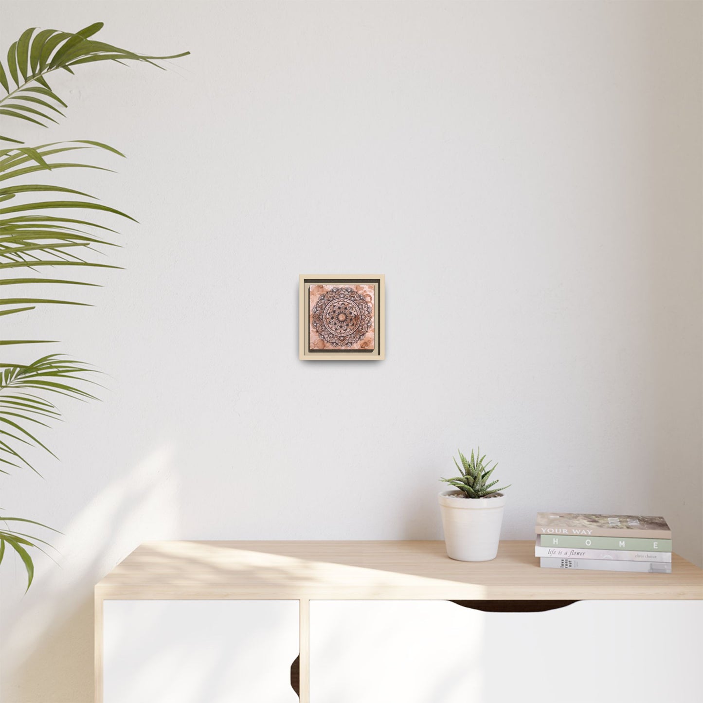 "Espresso Beans" Mandala Wall Art Canvas — Brown Watercolor Framed Print