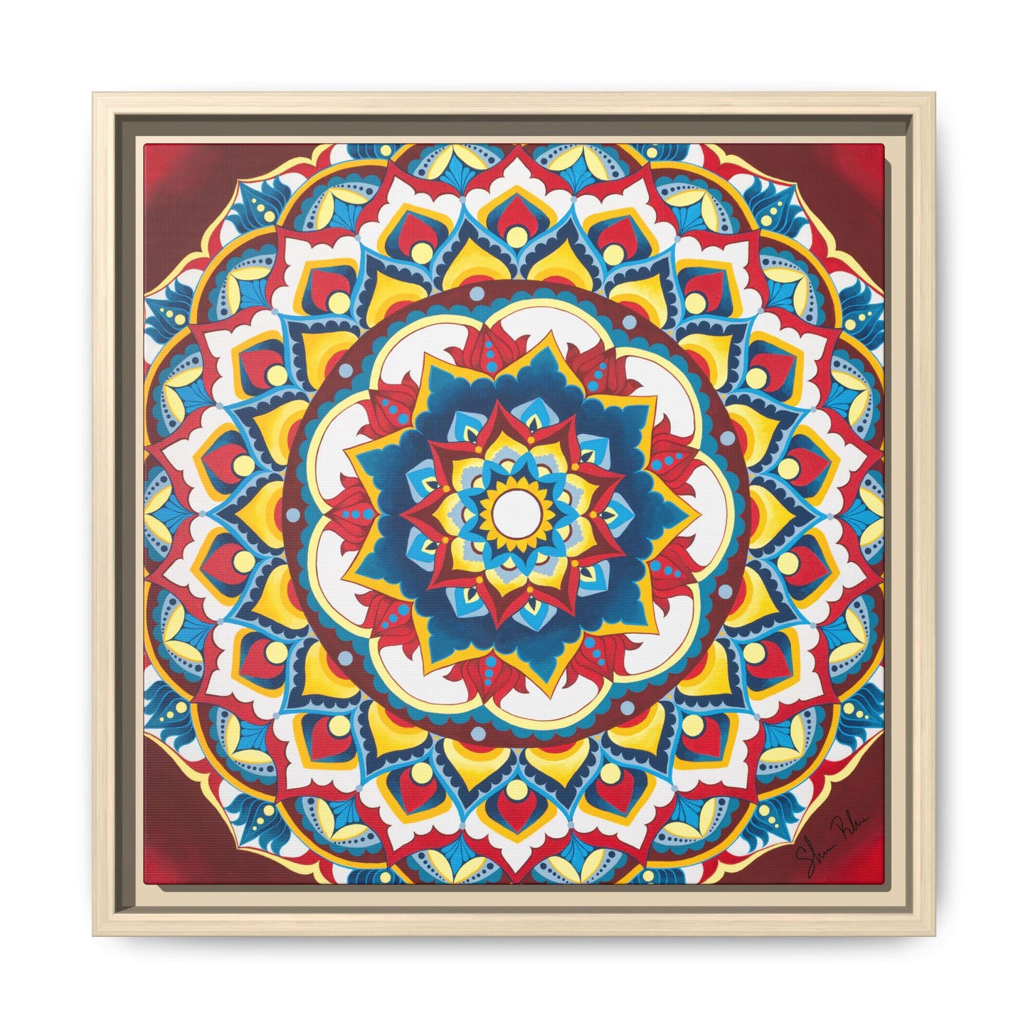 Azul Morning Mandala Matte Canvas Framed Wall Art