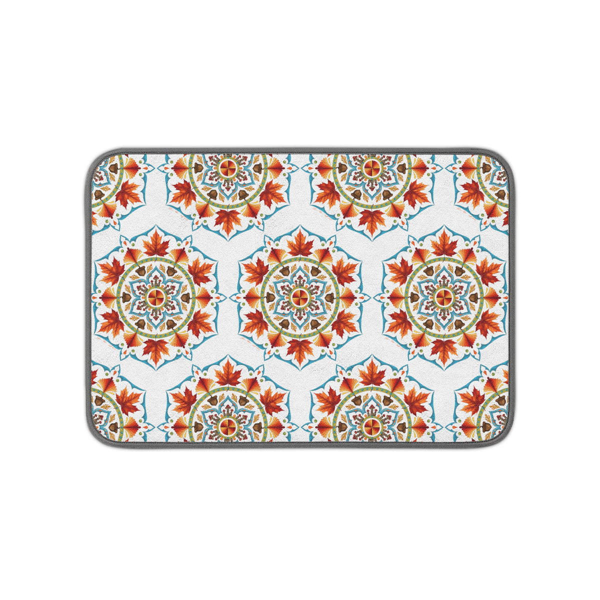 Autumn Mandala Boho Tile Microfiber Dish Drying Mat — Fall Kitchen Decor | Absorbent Counter Mat