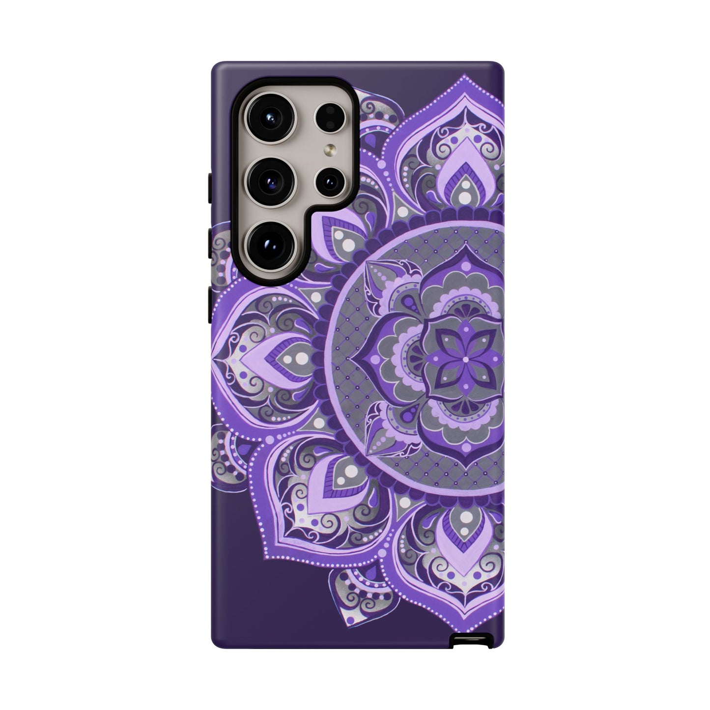 Purple Mandala Tough Phone Case — Protective Floral Boho Phone Cover