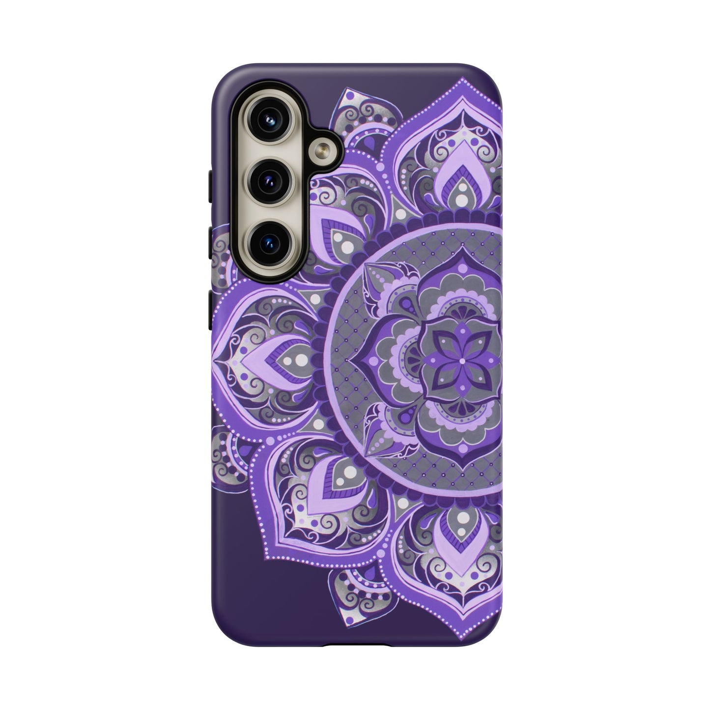 Purple Mandala Tough Phone Case — Protective Floral Boho Phone Cover