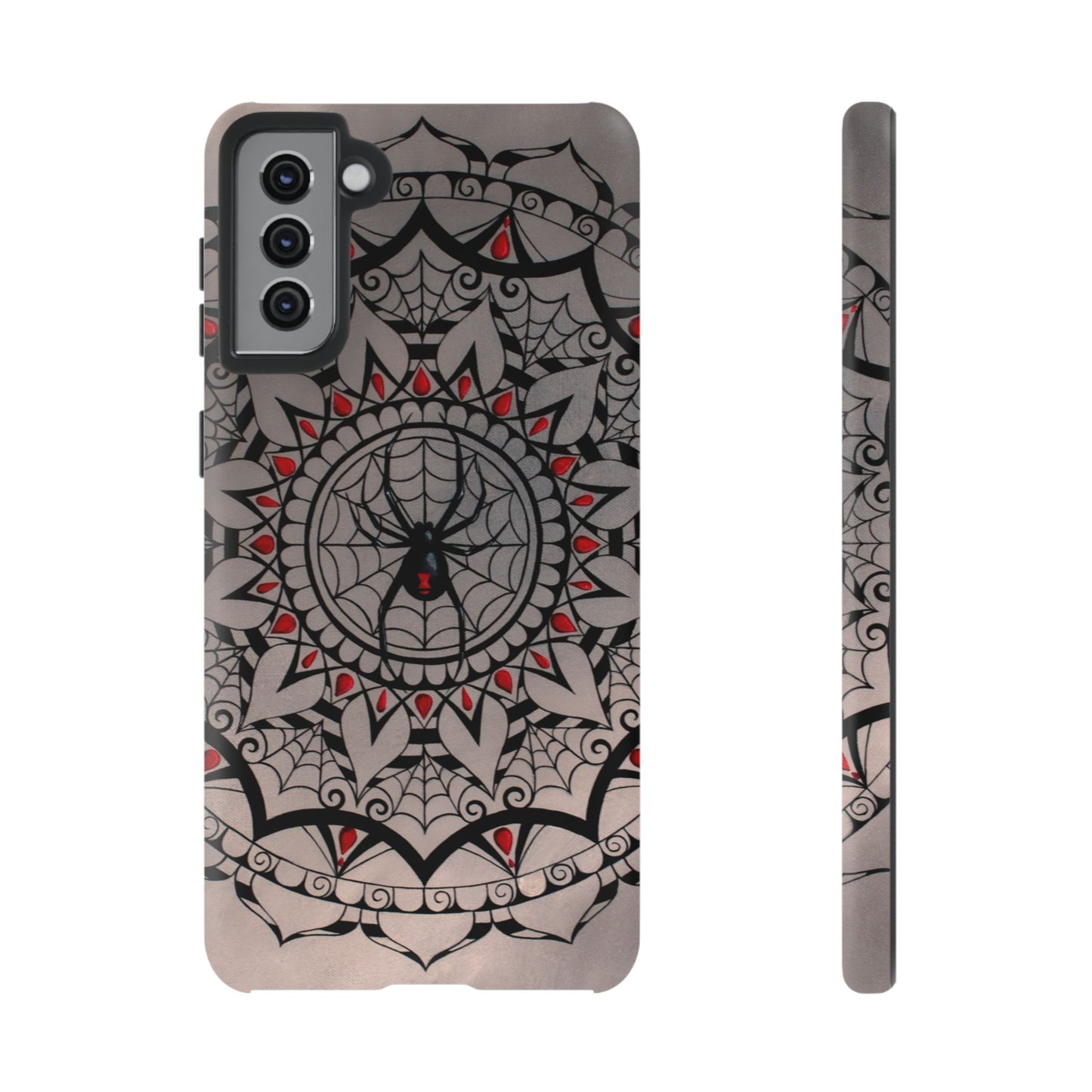 Mandala Spider Tough Phone Case - Gothic Red & Black Protective Cover