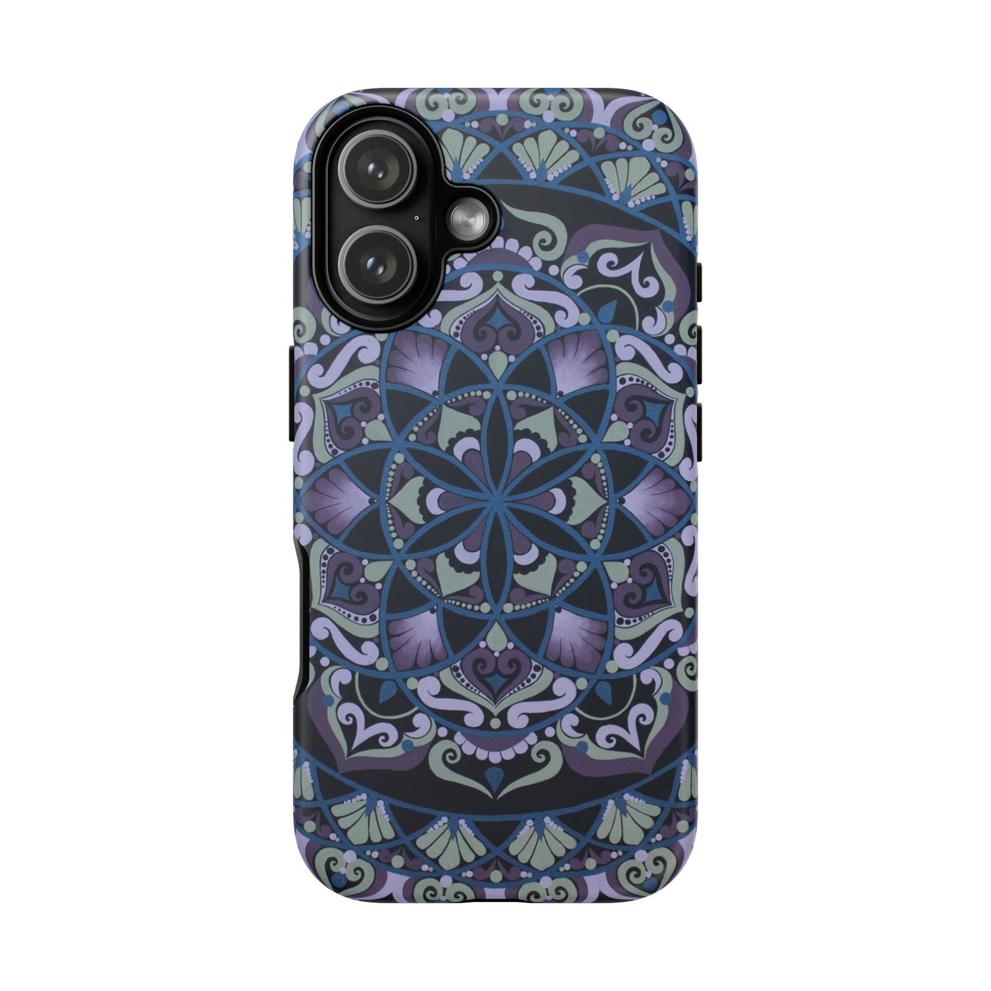 "Wisteria Bloom" Mandala Floral Tough Phone Case — Purple Blue Boho Protective Cover