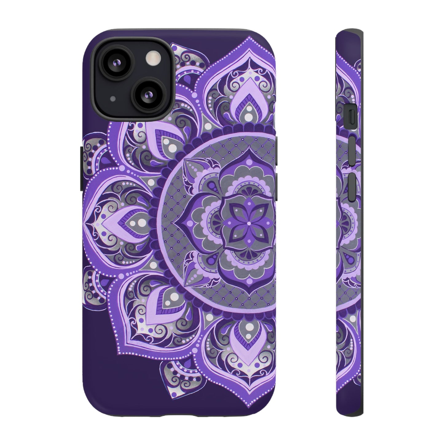 Purple Mandala Tough Phone Case — Protective Floral Boho Phone Cover