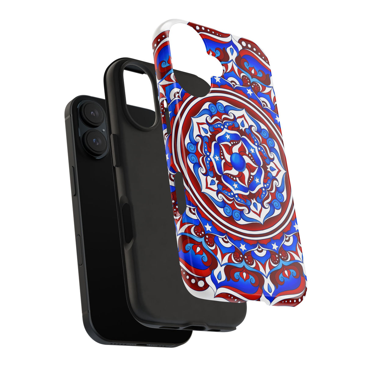 Patriotic Mandala Tough Phone Case — Red White & Blue Boho Cover | 250th Anniversary Gift