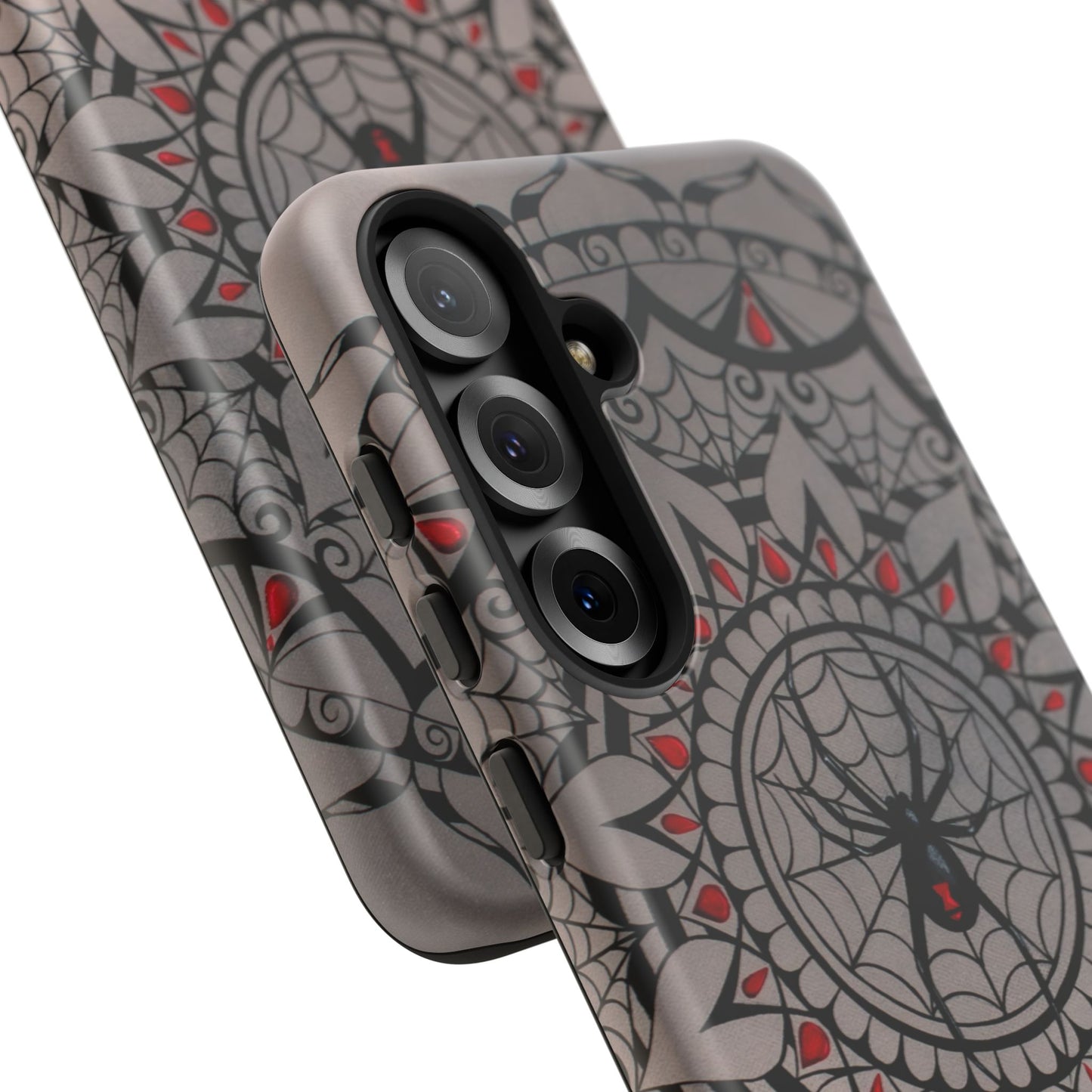 Mandala Spider Tough Phone Case - Gothic Red & Black Protective Cover