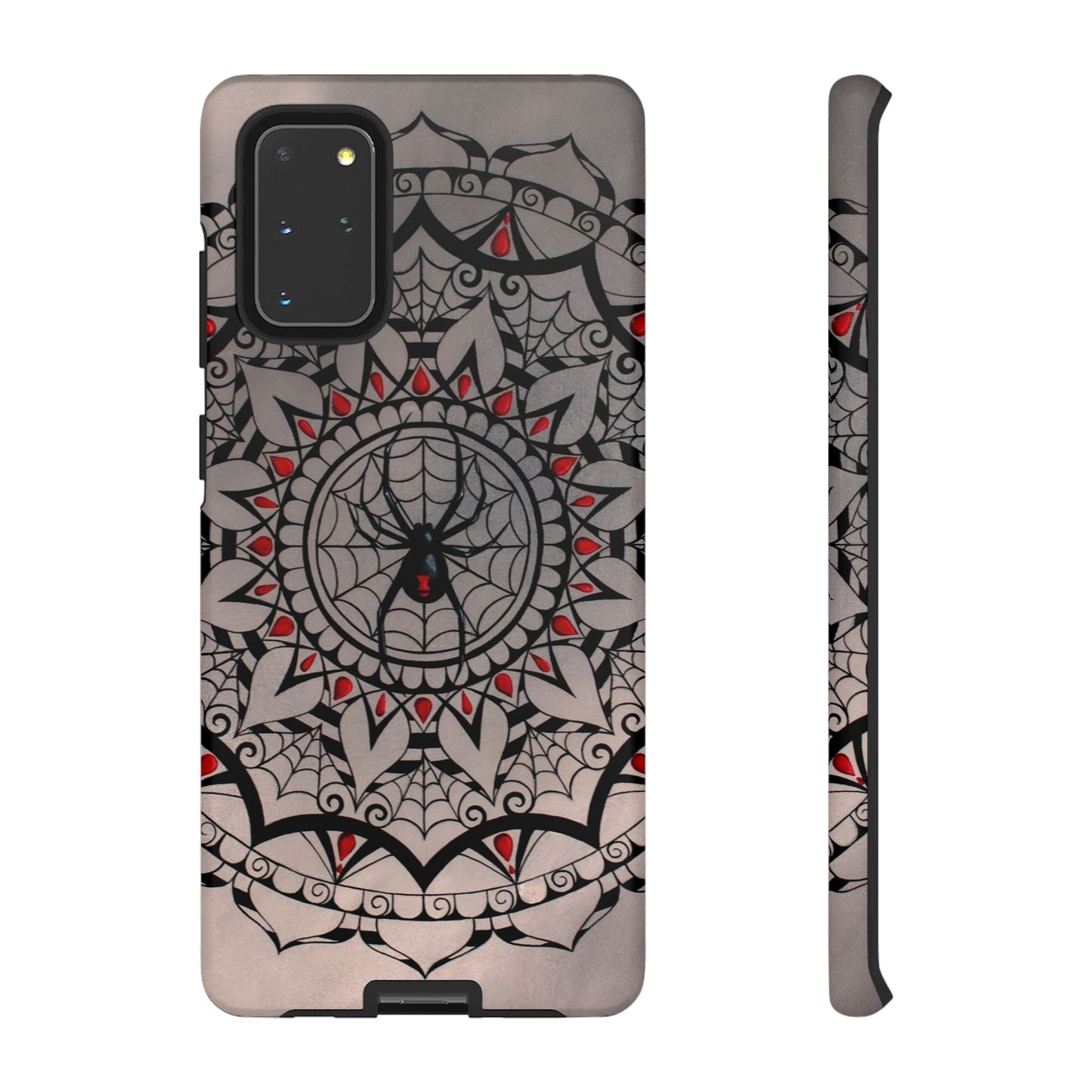 Mandala Spider Tough Phone Case - Gothic Red & Black Protective Cover