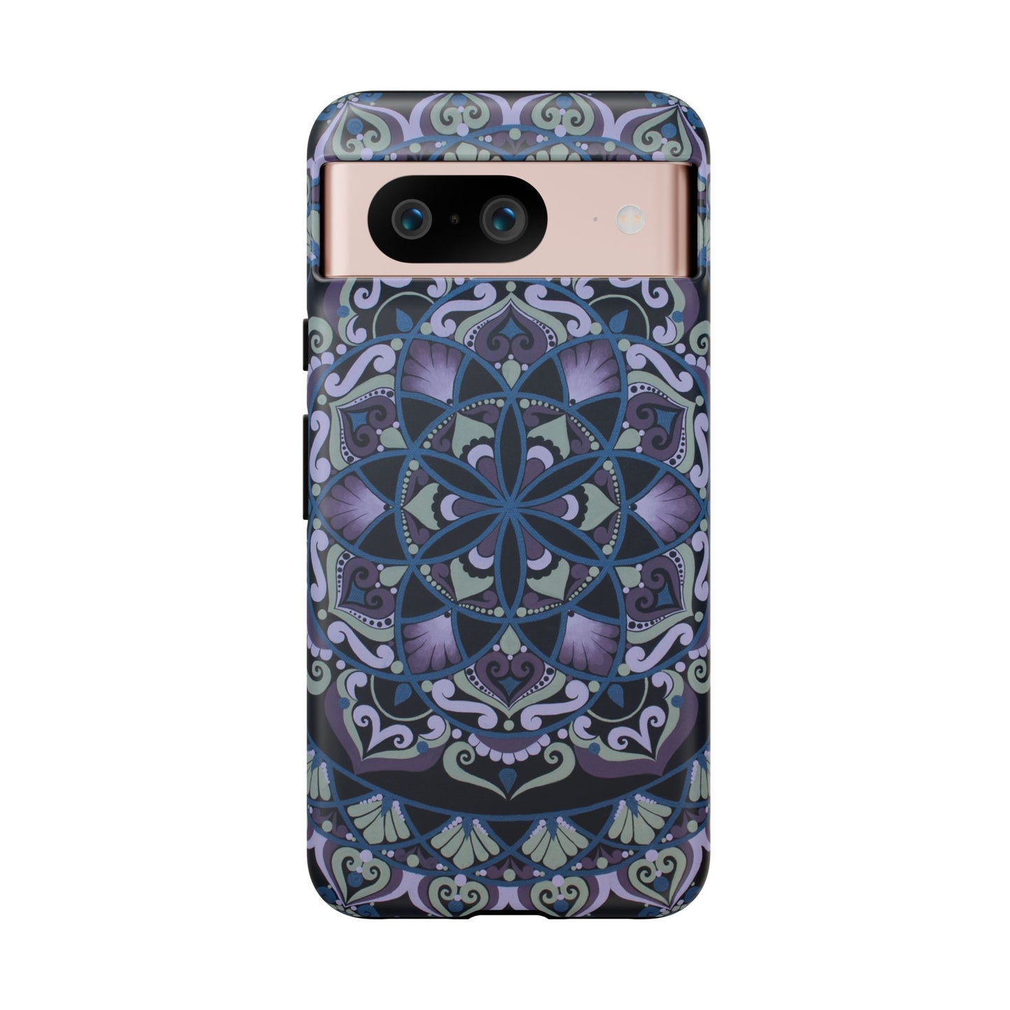"Wisteria Bloom" Mandala Floral Tough Phone Case — Purple Blue Boho Protective Cover