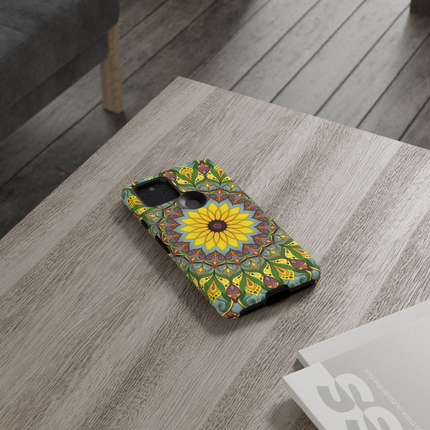 "Black Eyed Susan" Mandala Phone Case — Floral Boho Tough Case