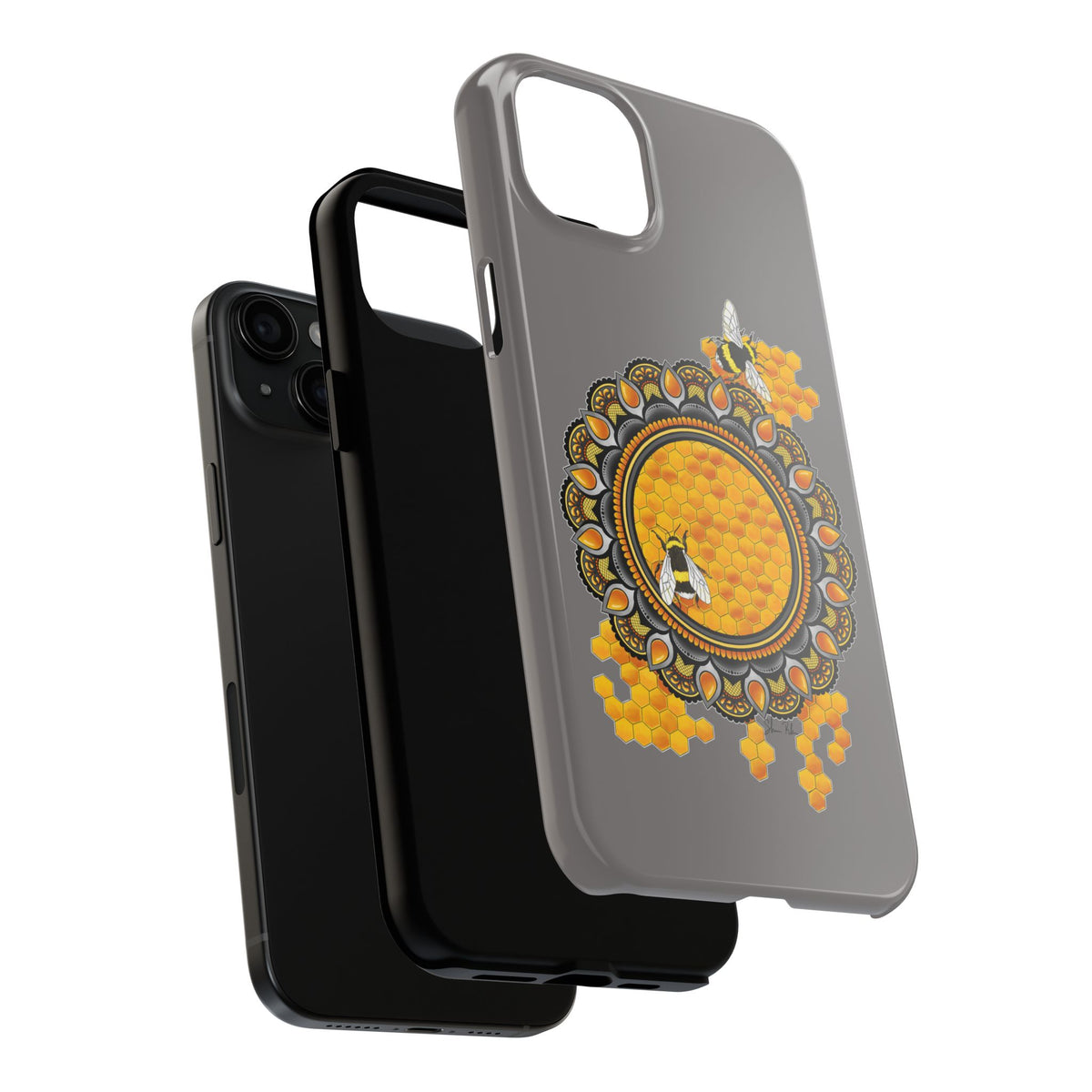 Bee Honeycomb Mandala Tough Phone Case — Artisan Honey Bees Protective Cover