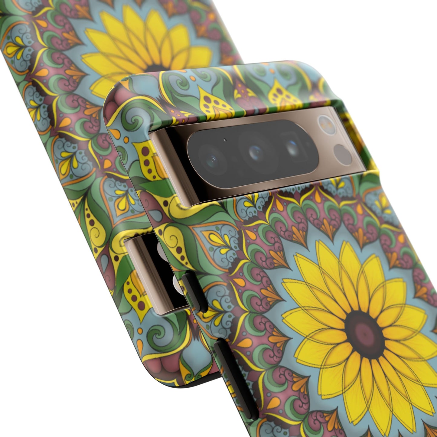 "Black Eyed Susan" Mandala Phone Case — Floral Boho Tough Case