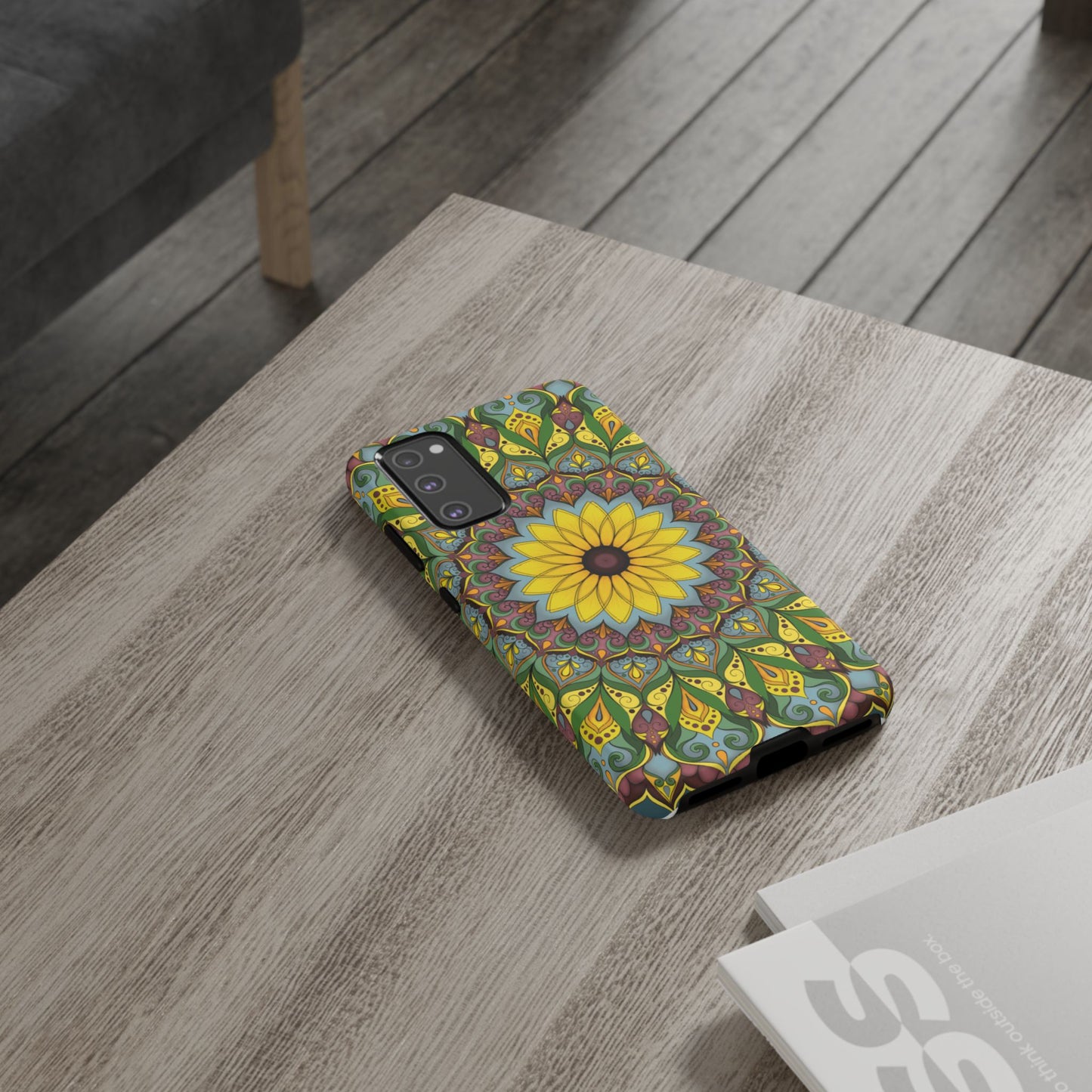 "Black Eyed Susan" Mandala Phone Case — Floral Boho Tough Case
