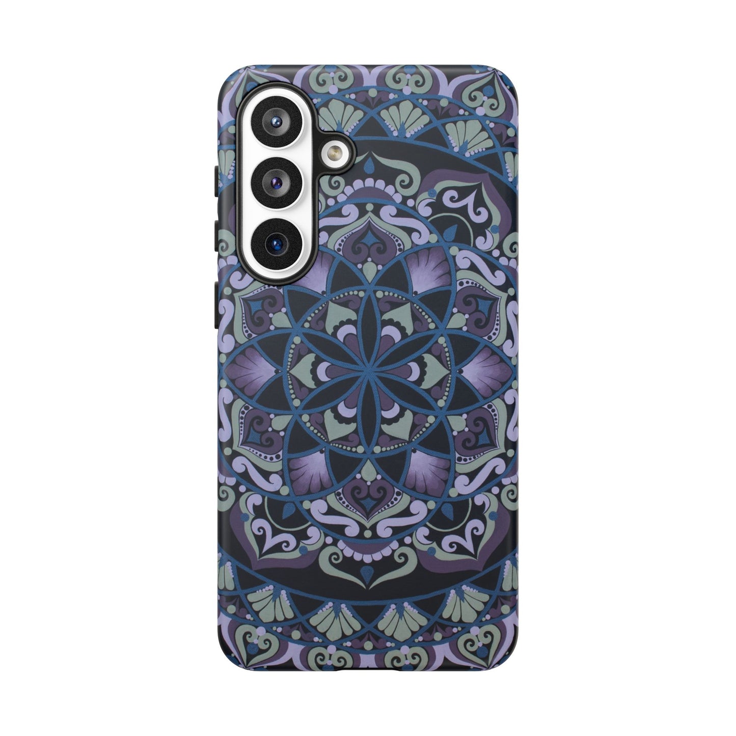 "Wisteria Bloom" Mandala Floral Tough Phone Case — Purple Blue Boho Protective Cover