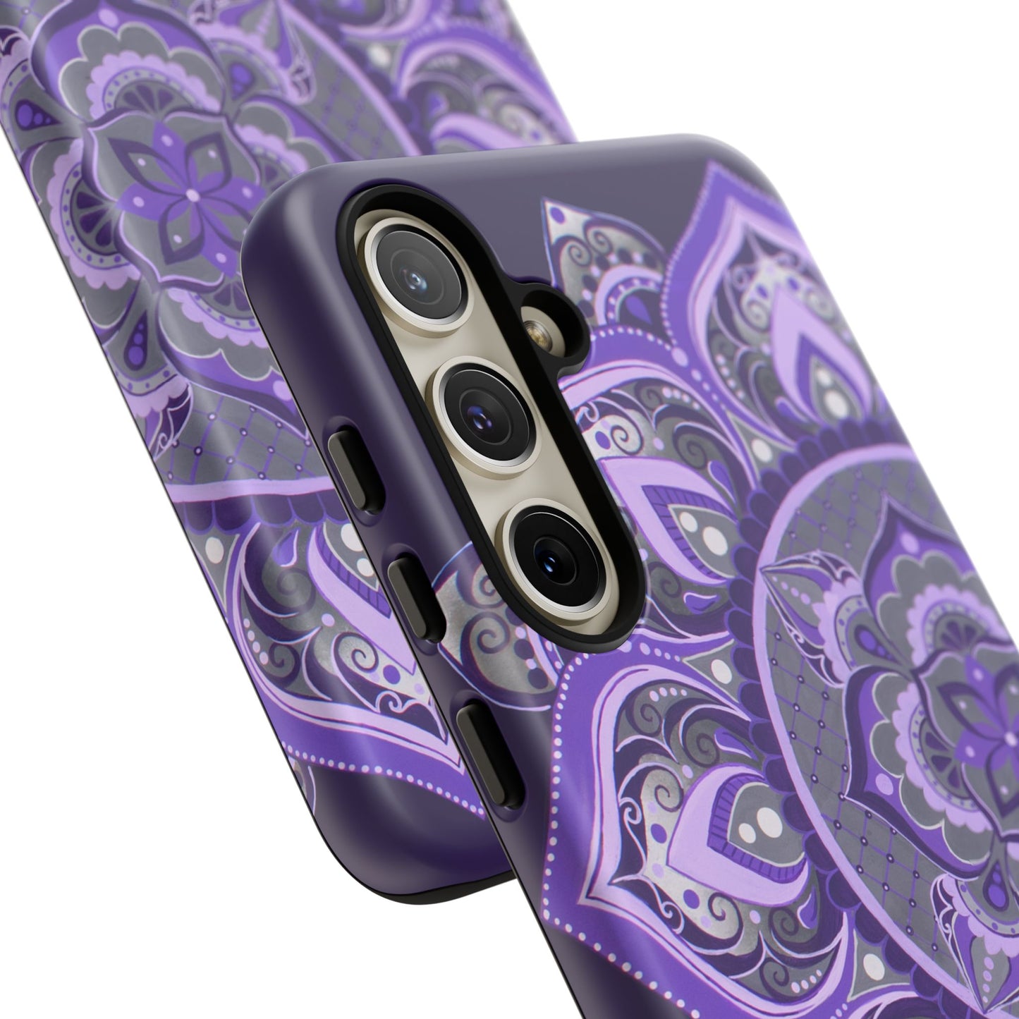 Purple Mandala Tough Phone Case — Protective Floral Boho Phone Cover