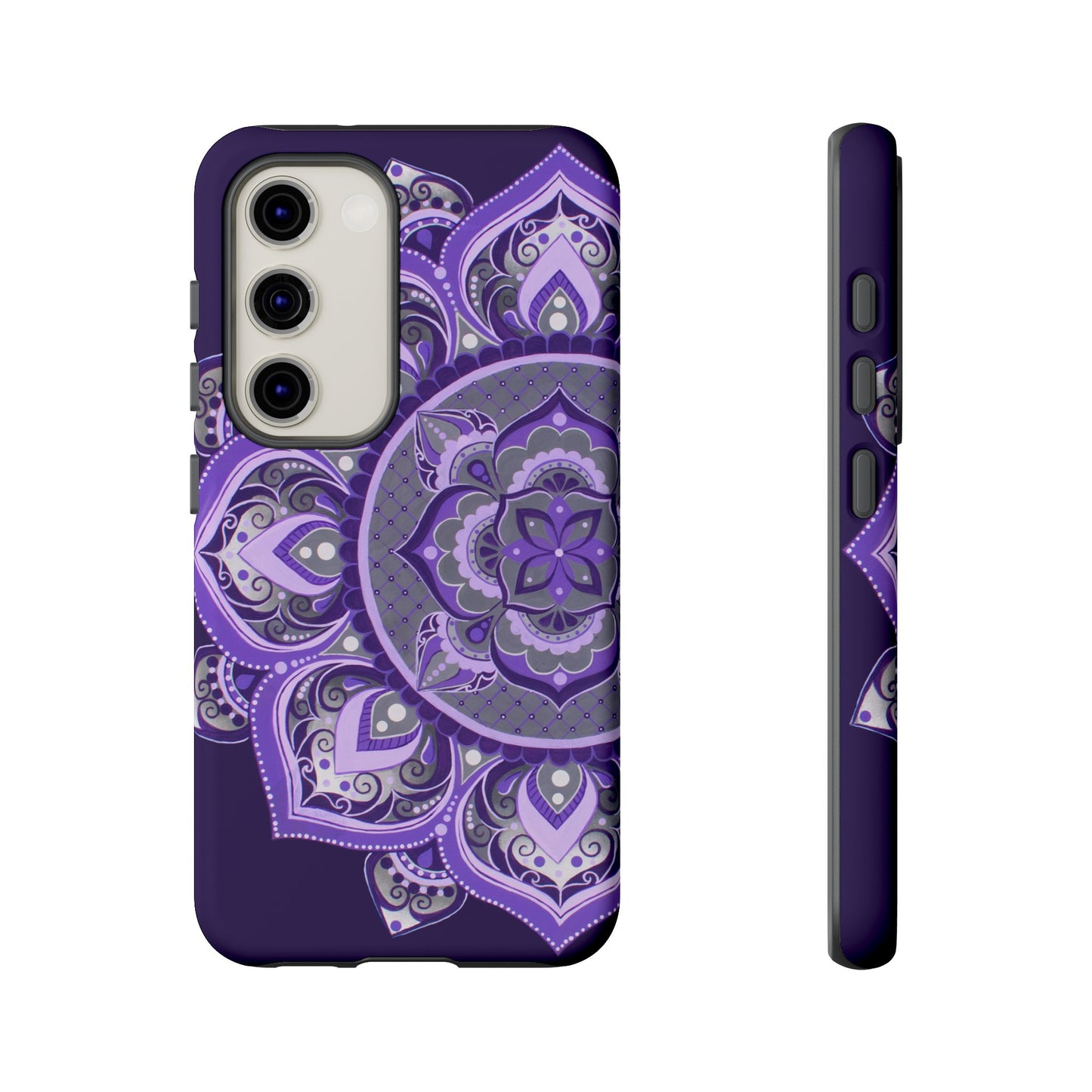 Purple Mandala Tough Phone Case — Protective Floral Boho Phone Cover